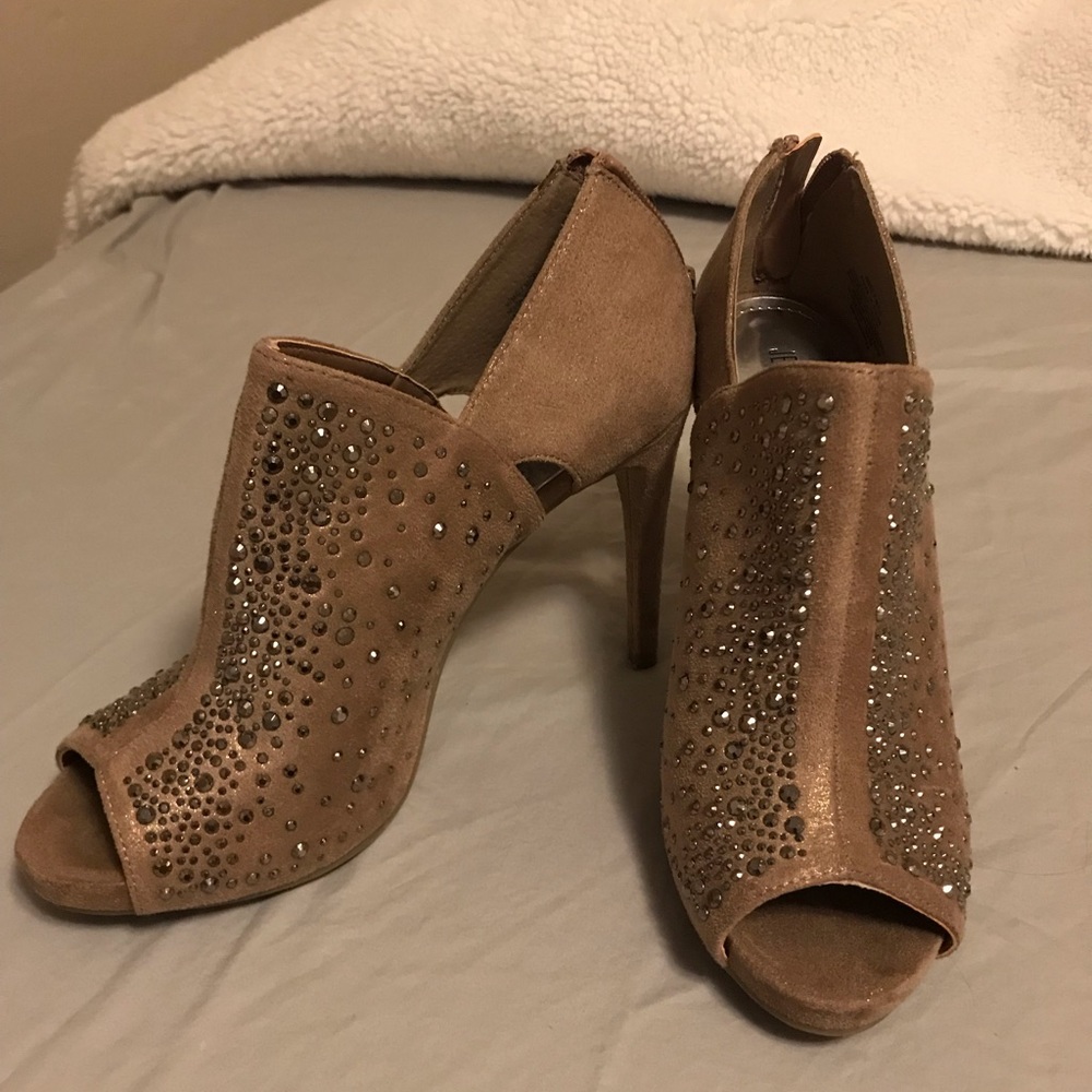 JLo Sparkly Peep Toe High Heels